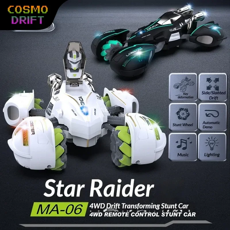 Hot Dragon Speed New Transforming RC Car 2.4G 4WD Stunt Climber with Light & Sound Electric Remote Control Vehicle Toys