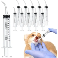 12ml Pet Feeding Syringe Curved Mouth Syringe Small Animal Liquid Syringe Feeding Device Supplies