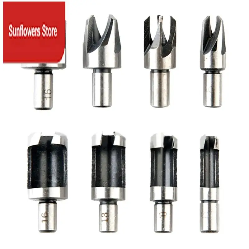 

8Pcs 5/8In 1/2In 3/8In 1/4In Wood Plug Cutter Straight And Taper Claw Drill Bit Set Saw Cutting Tool Woodworking Drill Bit