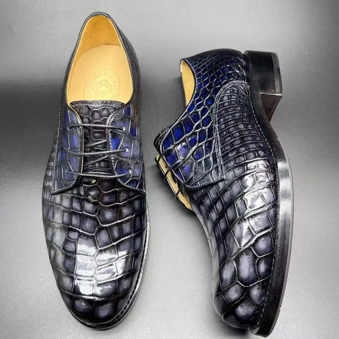 chue new arrival men dress shoes  men crocodile leather mael crocodile leather brush color men