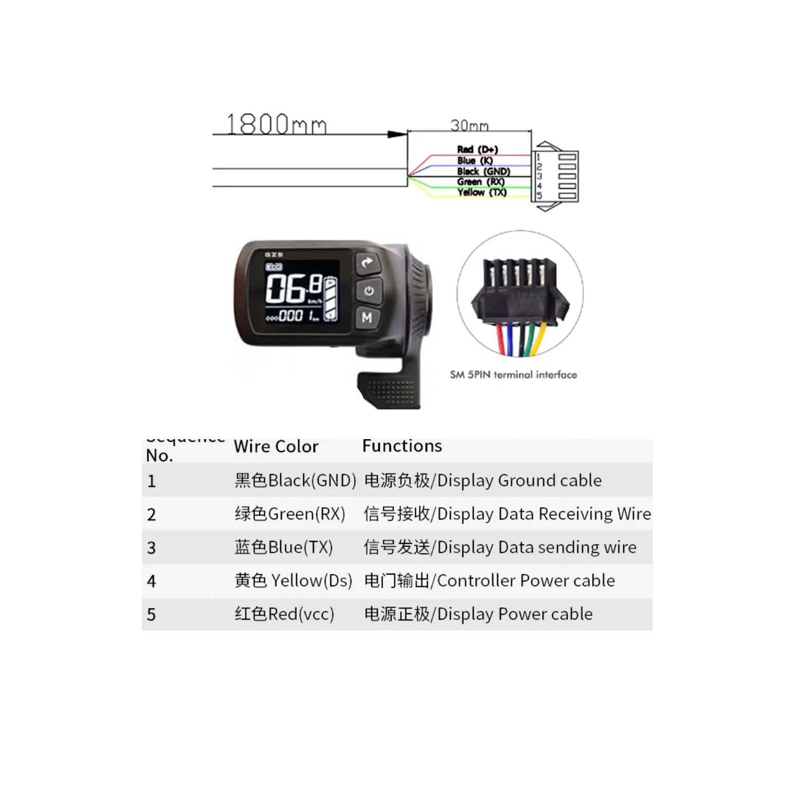 Pantalla LCD para bicicleta eléctrica, mango de palanca de cambios para e-scooter, piezas de Panel GZ3, 24V, 36V, 48V, 52V, 60V