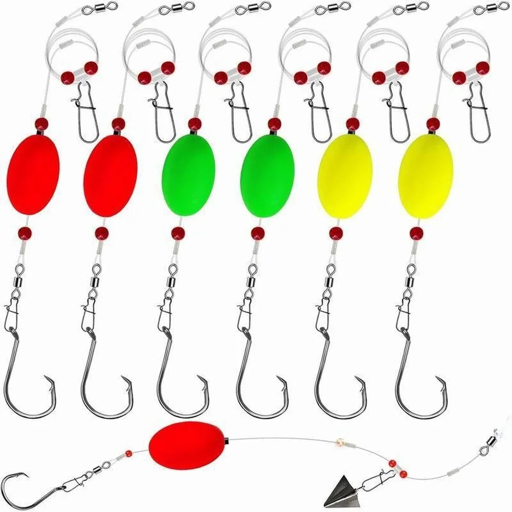 6pcs Surf Fishing Rigs with Adjustable Floats for Flounder for bass and Saltwater Fish Detection in Lake River Reservoir