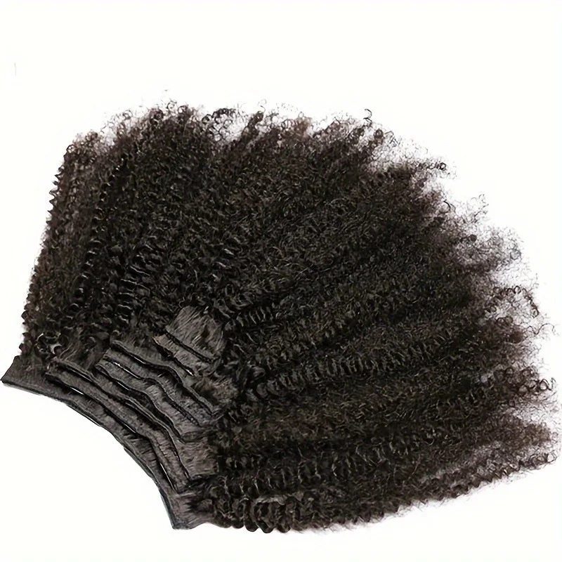 Afro Kinky Curly Clip In Hair Extensions 100% Real Human Hair Natural 8 Pcs/120g Full Head Brazilian Remy Clip ins Seamless