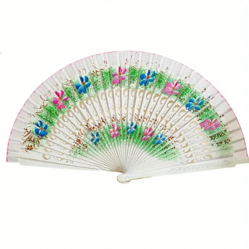 Folding Fan Wood Spanish Fan for Dancing Printing Hand Folding Fan Home Decoration Ornaments Craft Gifts for Guest