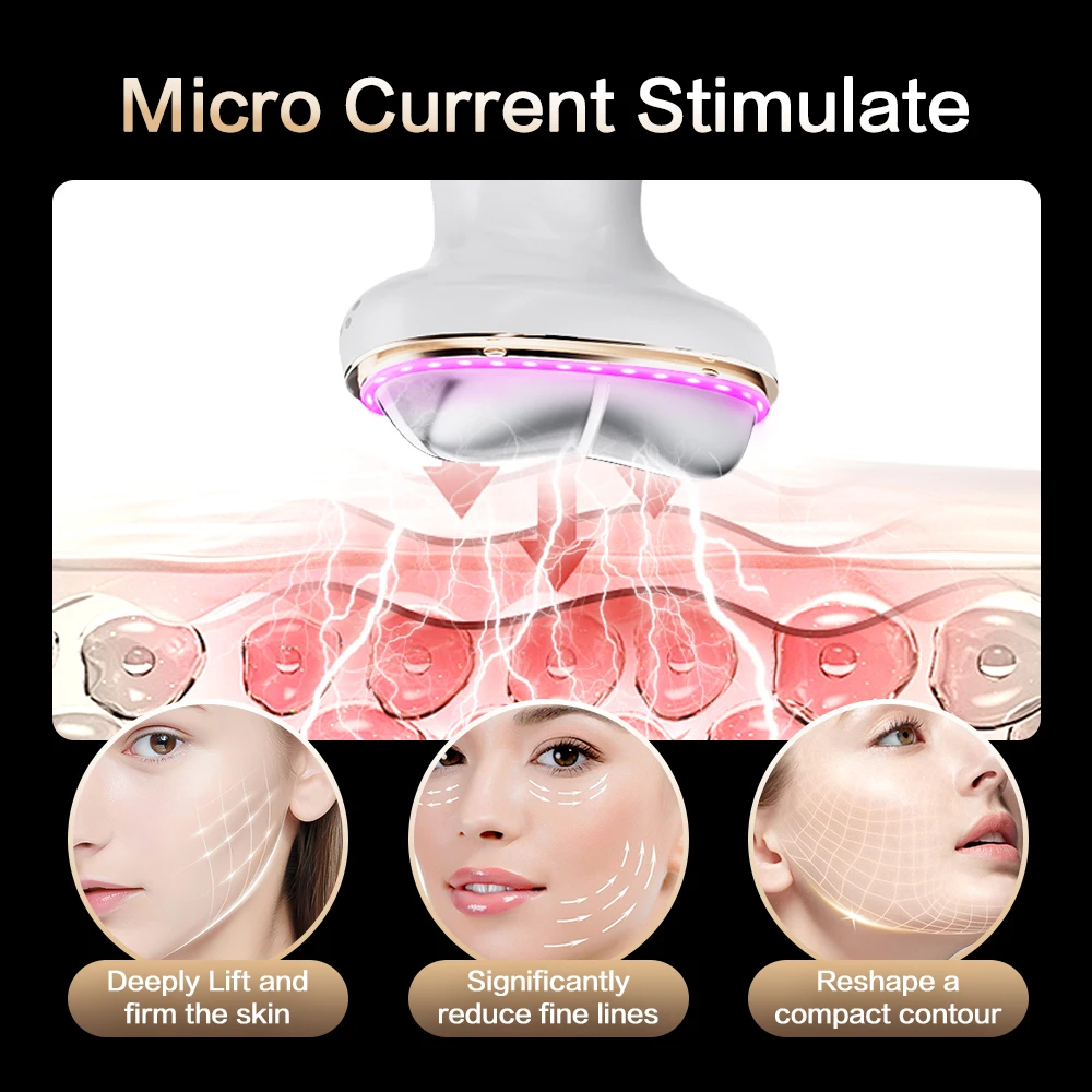 EMS Microcurrent Chin Lifting Face Neck Beauty Device LED Photon Firming Rejuvenation Anti Wrinkle Skin Care Facial Massager