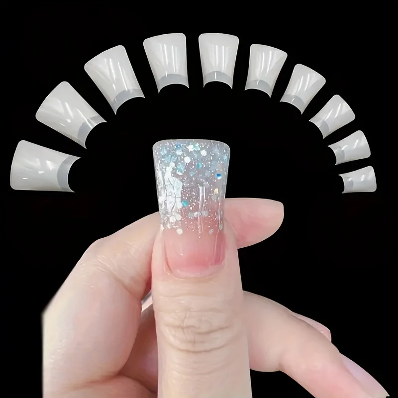 500 PCS Acrylic False Nail Tips Wide French Half Cover Gel Extension Fake Nails Special Shaped Nails Art Manicure Design