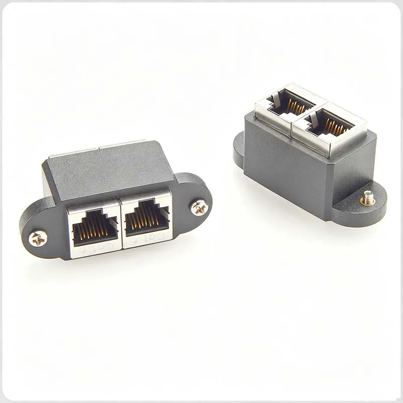 Dual RJ45 CAT6 Panel-Mount Connectors, Female-to-Female Straight-Through Adapters, Anti-Interference Gigabit Network Adapters