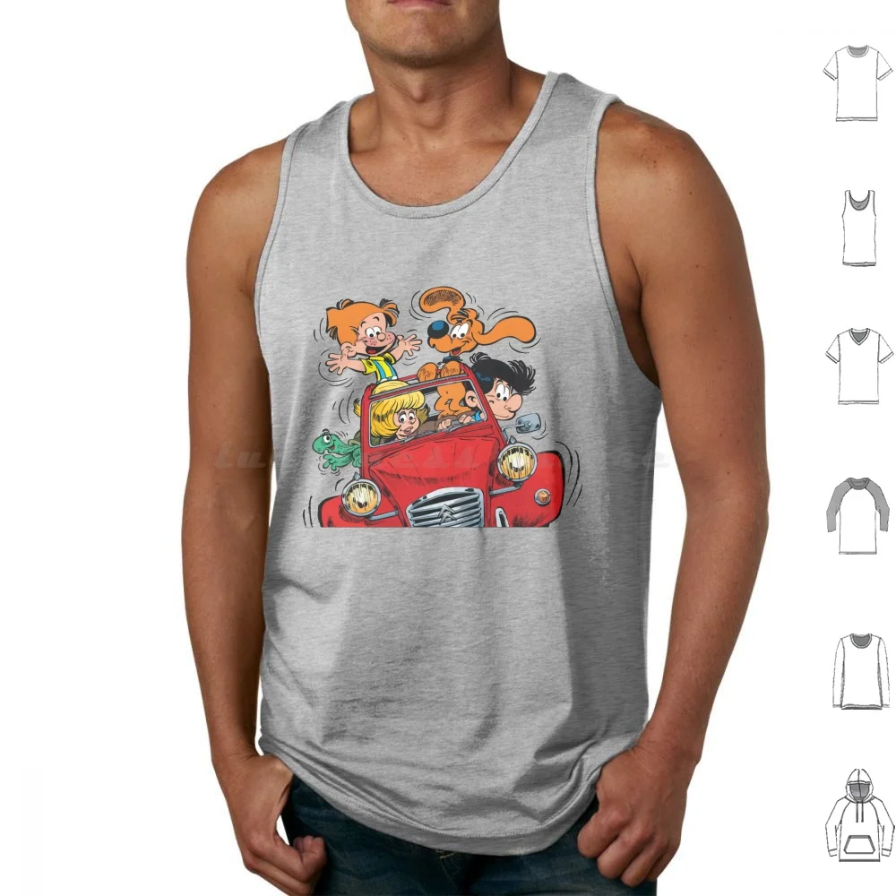 Boule Et Bill ( Billy And Buddy ) In The Car Tank Tops Print Cotton Retro Vintage Nostalgic 60 70 80 Comic Cartoon French