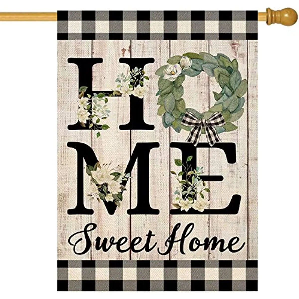 

Home Sweet Home Magnolia Small Garden House Flag Burlap Vertical Double Sided Spring Farmhouse Rustic