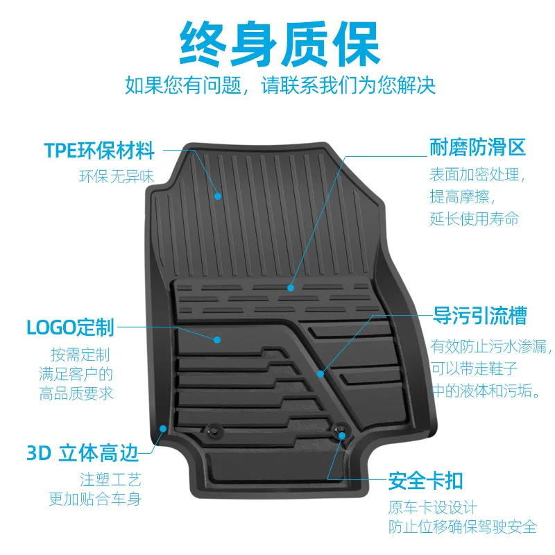 

Suitable for RAV4 TPE Foot Pads, Odorless and Non Slip Rubber Foot Pads, Car Interior Modification