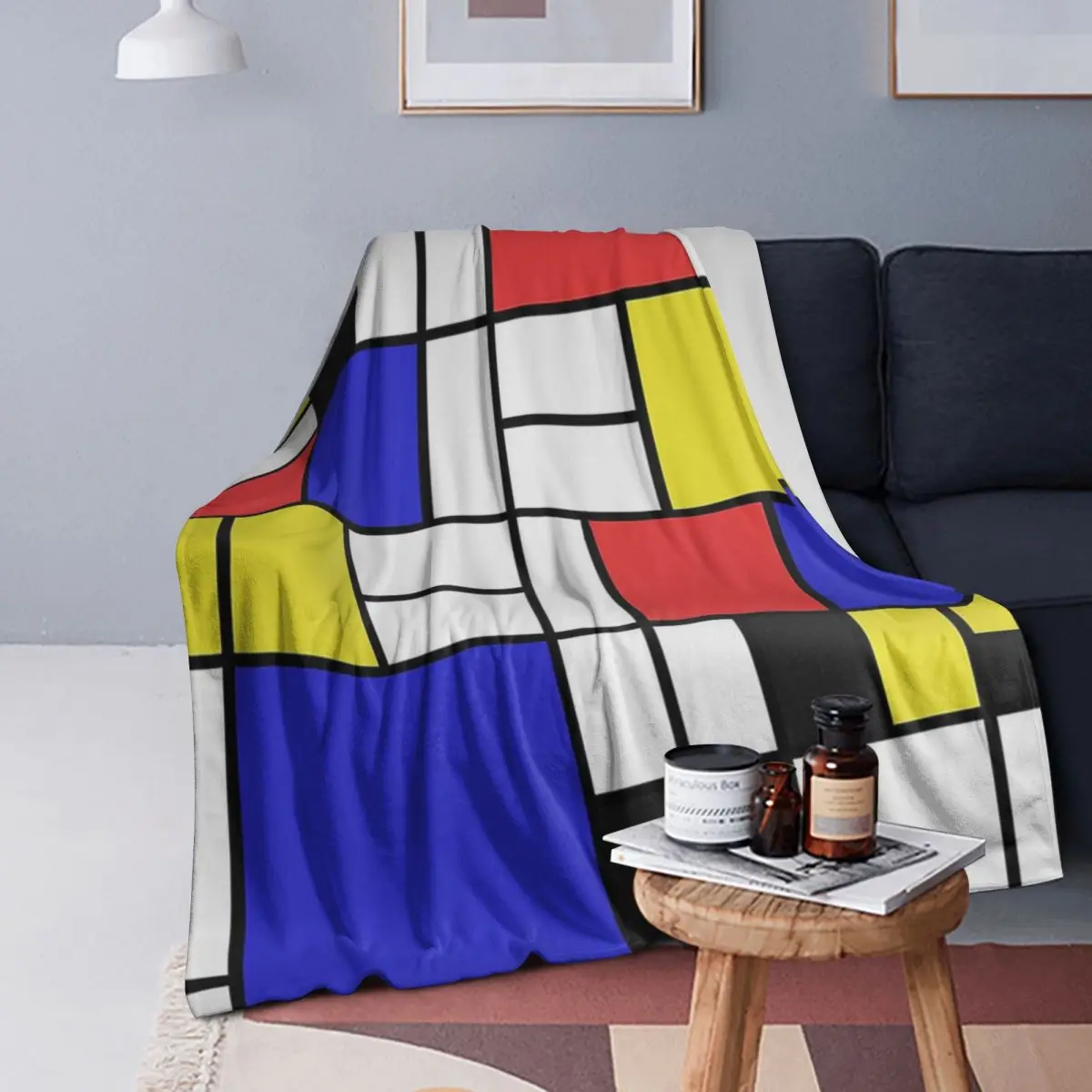 

Mondrian #2 Blankets Soft Warm Flannel Throw Blanket Bedding for Bed Living room Picnic Travel Home Sofa