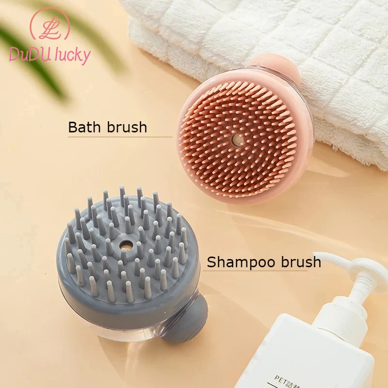 

Soft Silicone Bath Brush with Shampoo Dispenser, Cleaning Hair, Suitable for People and Pets