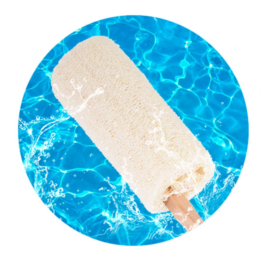 

Long Handle Wooden Loofah Bath Brush Natural Exfoliating Body Shower Scrubber Back Sponge 36x10cm Oil Control Bath Brush