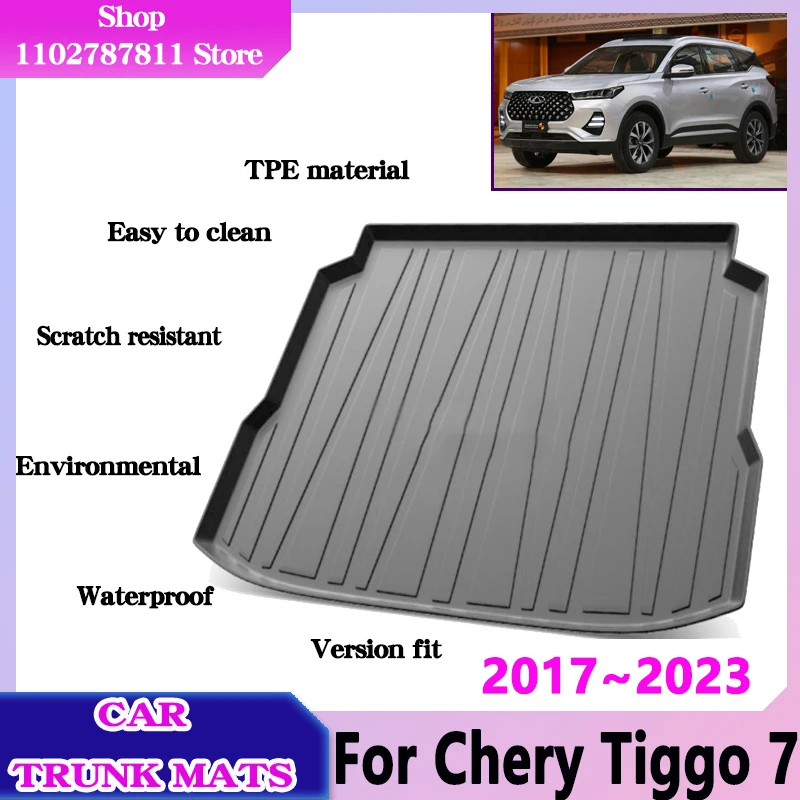 

for Fownix Chery Tiggo 7 Pro 2023 2022~2017 Car Trunk Floor Mats Upholstered Waterproof Protect TPE Storage Pad Auto Accessories