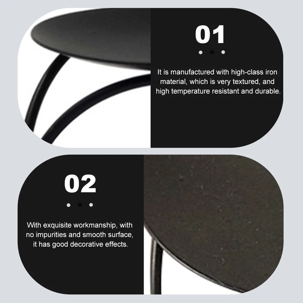 

2Pcs Simple Round Iron Candlestick Exquisite Craftsmanship Multi Purpose Holder for Cafe Home Decor Stylish Stand