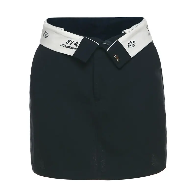 American Retro Hiphop Lapel Skirt High Waist Simple Short Skirt Korean Party Casual Women Street Fashion