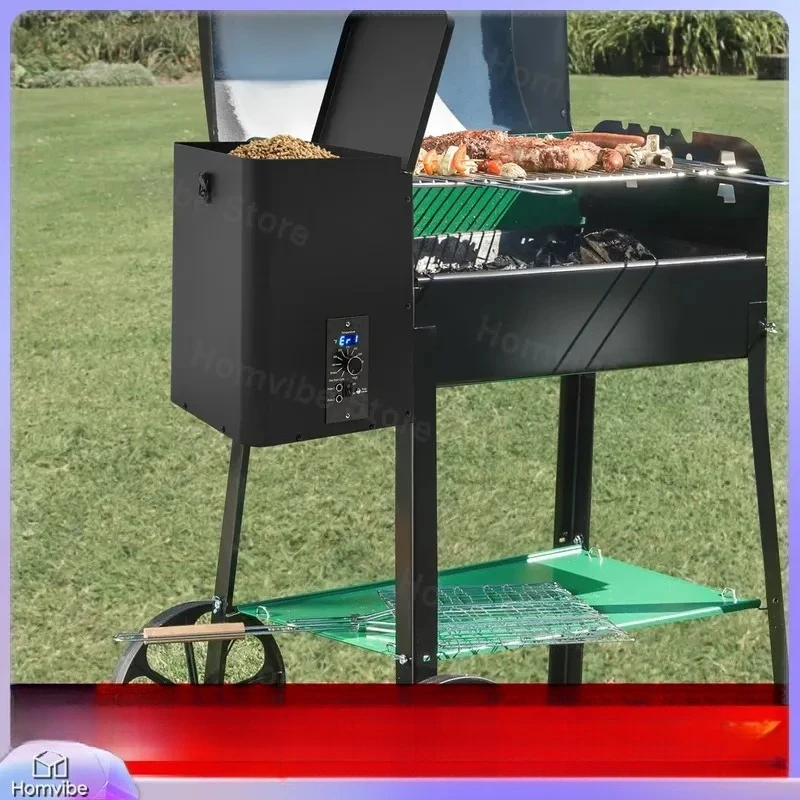 Electric Wood Pellet Smoker Grill Hopper Assembly Kit with Smart Temperature Control 180-450℉ 250W for Outdoor Camping BBQ