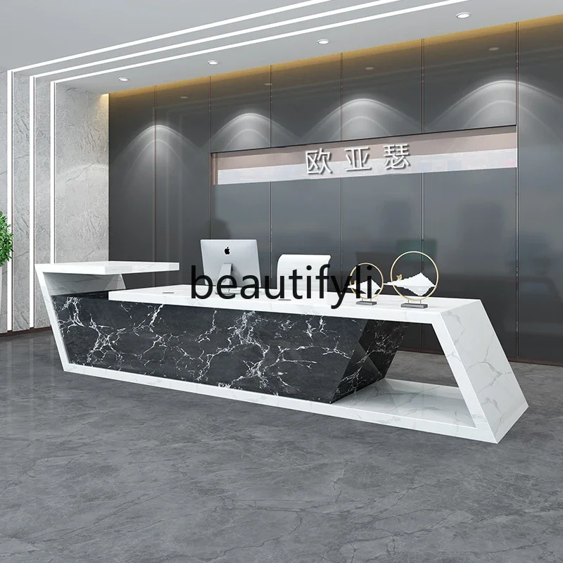 ZzqImitação de tinta de mármore empresa recepção recepção hotel salão de beleza caixa bar mesa consulta mesa de boas-vindas