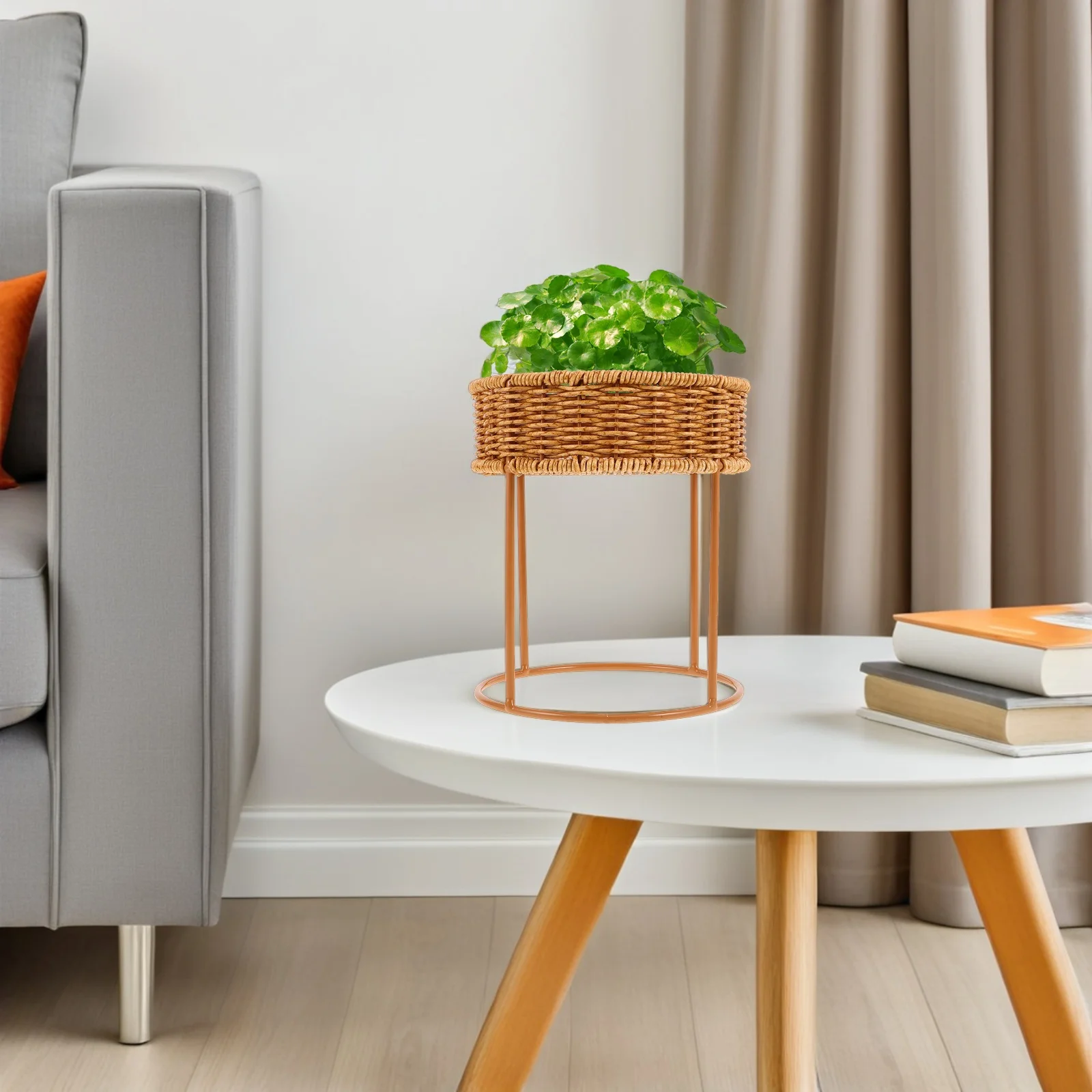 حامل زهور صغير نبات الروطان حامل سطح المكتب حامل الزهور رف عرض عصاري داخلي بوهو حامل نبات الروطان للمنزل والمكتب #4