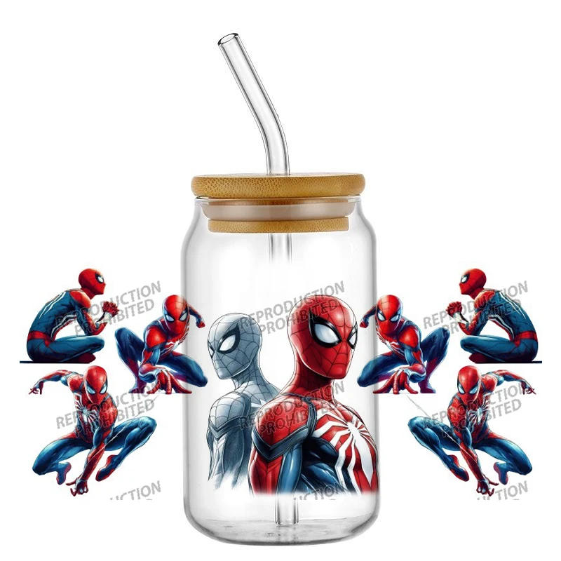 Beliebte Helden-Serie UV-DTF-Aufkleber für 16oz Becher, Tassen, Flaschen, DIY-Becherummantelung, kreative handgemachte Aufkleber, Heimdekoration