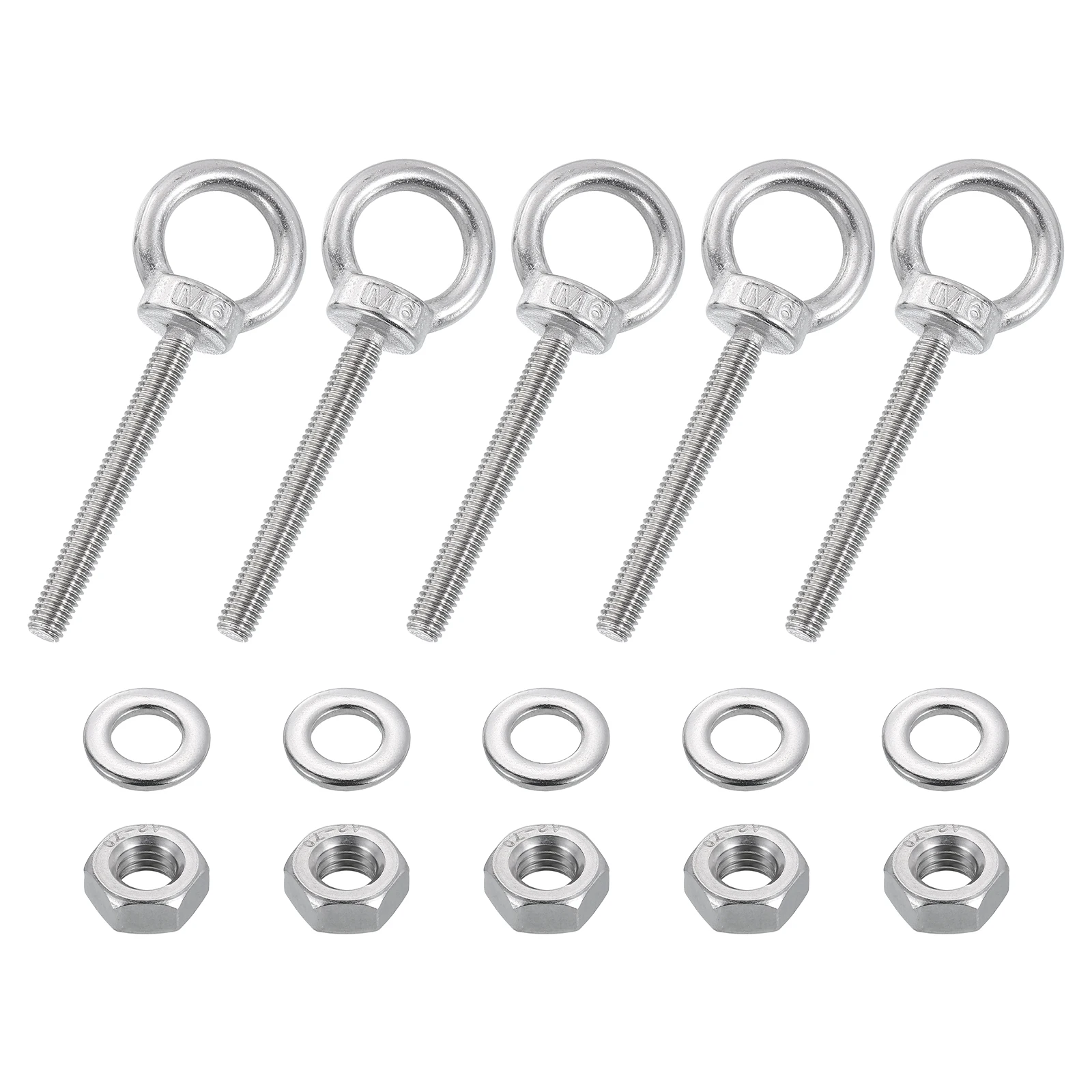 

Uxcell 5-50pcs M6 M10 M16 Threaded Eye Bolts with Nuts Washers 304 Stainless Steel Marine Grade Machinery Shoulder Lifting Ring