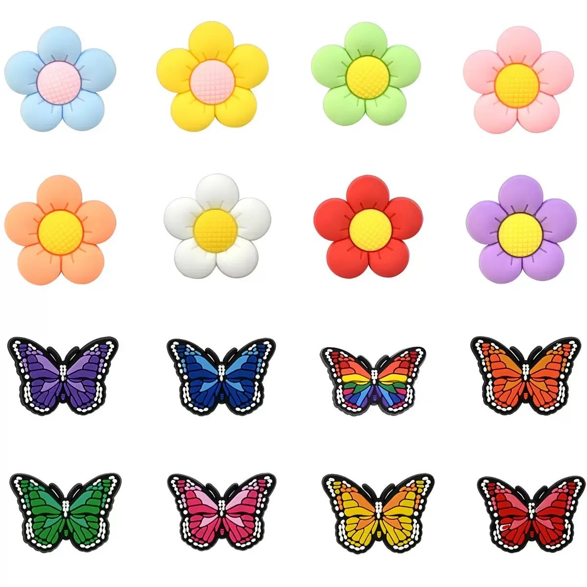 New 1-16pcs Kawaii Flower Butterfly PVC Buckle Clog Garden Shoe Button Charms for Children Accessories DIY Kid Holiday Present