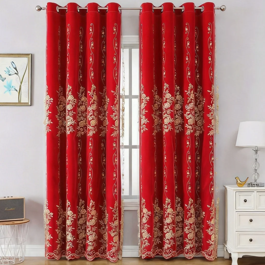 Luxuriöser Chenille-Stickvorhang, Hochwertiges Hohldesign, Transparenter Fensterschutz, Sonnenschutz für Wohnzimmer Schlafzimmer B
