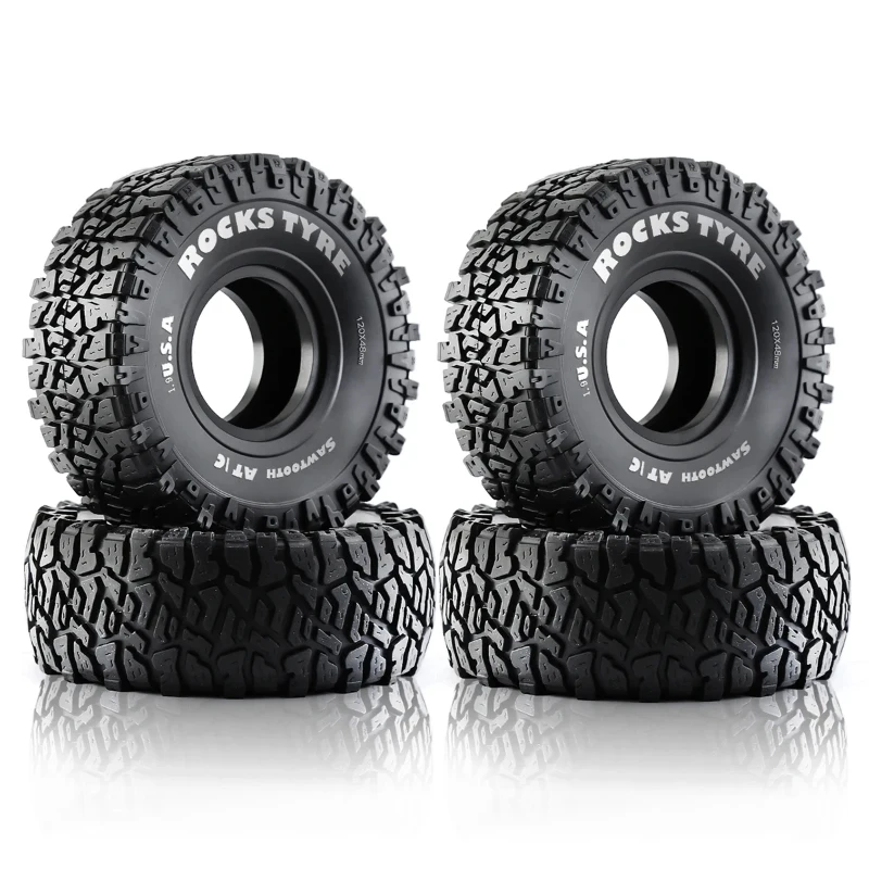 

4PCS 120MM 1.9" Rubber Rock Tyres Wheel Tires for 1:10 RC Crawler Car Axial SCX10 90046 AXI03007 TRX4 Redcat Gen8