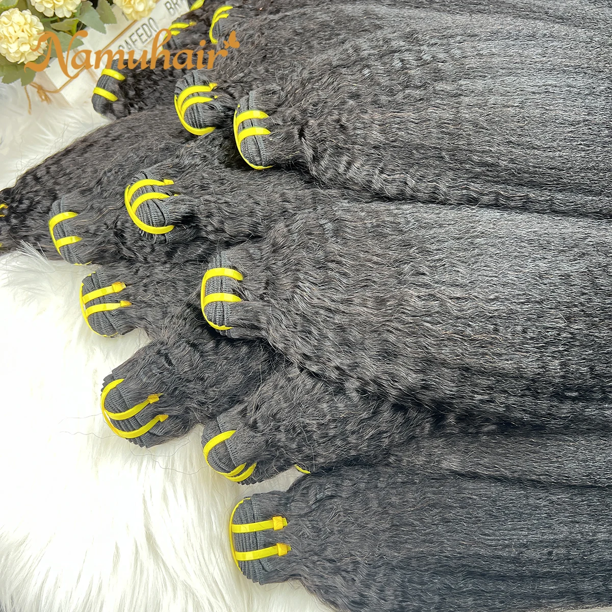 Namu 100% Vietnamese Human Hair Kinky Straight 3/4 Pcs Bundles Raw Virgin Unprocessed Coarse Straight Double Weft Quick Weaving