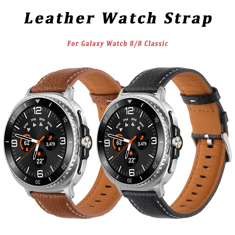 

Leather Strap for Samsung Galaxy Watch 8 44mm 40mm Classic Band for Samsung Galaxy 8 Classic 46mm Curved end Bracelet Accessorie