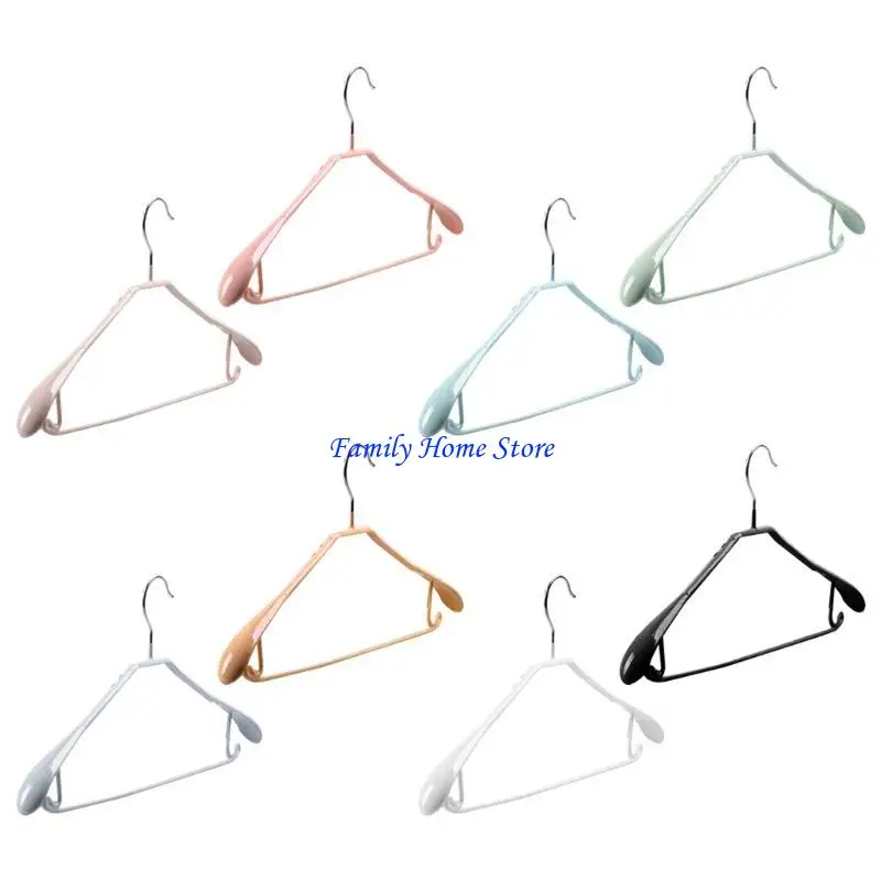 

P0UF 10Pcs Household Metal Clothes Hanger with Plastic Coating Suit T-Shirt Drying Rack Support Hook Non-Slip for Jacket Holder