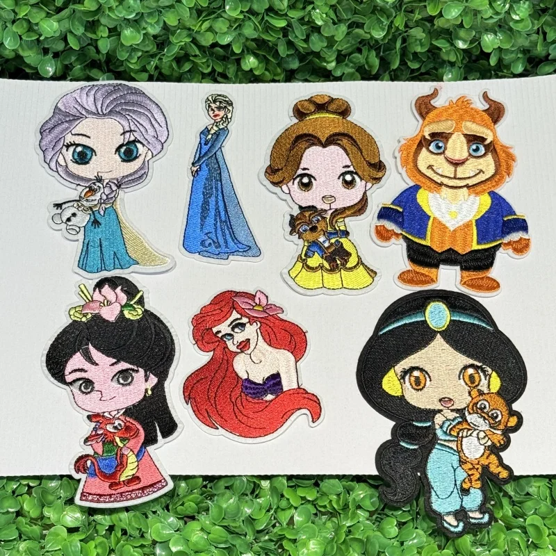 

1-7 шт., нашивки принцессы Эльзы с героями мультфильмов Миносо Диснея, вышивка, утюг на одежде, джинсы, украшения для одежды, аппликации, шитье одежды