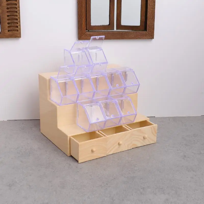 1Set Poppenhuis Miniatuur Opslag Display Rack Met 10 Doos Mini Simulatie Supermarkt Scène Decor Snoep Plank Fantasiespel Speelgoed