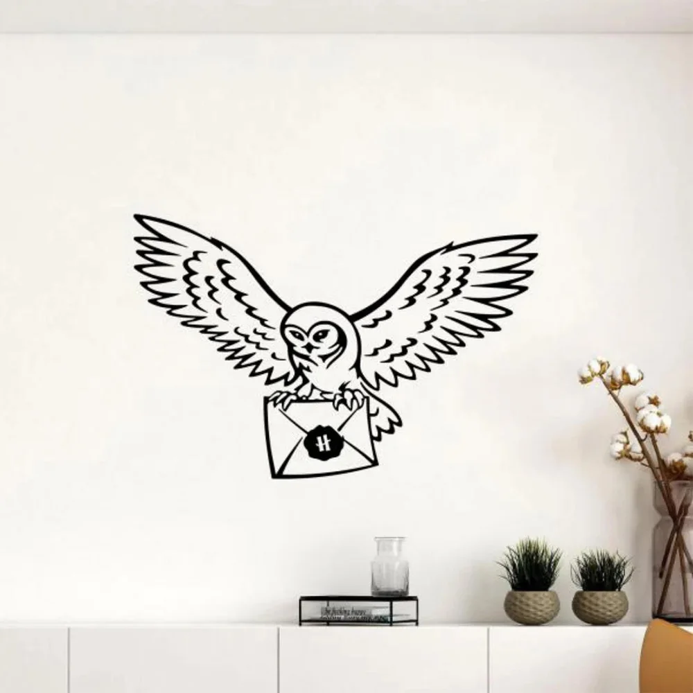 Hedwig Wall Decal Vinyl Sticker Wizard School Letter Owl Wall Sticker Book Lover Gift Magic Wall Decor Home Decor Decals S317