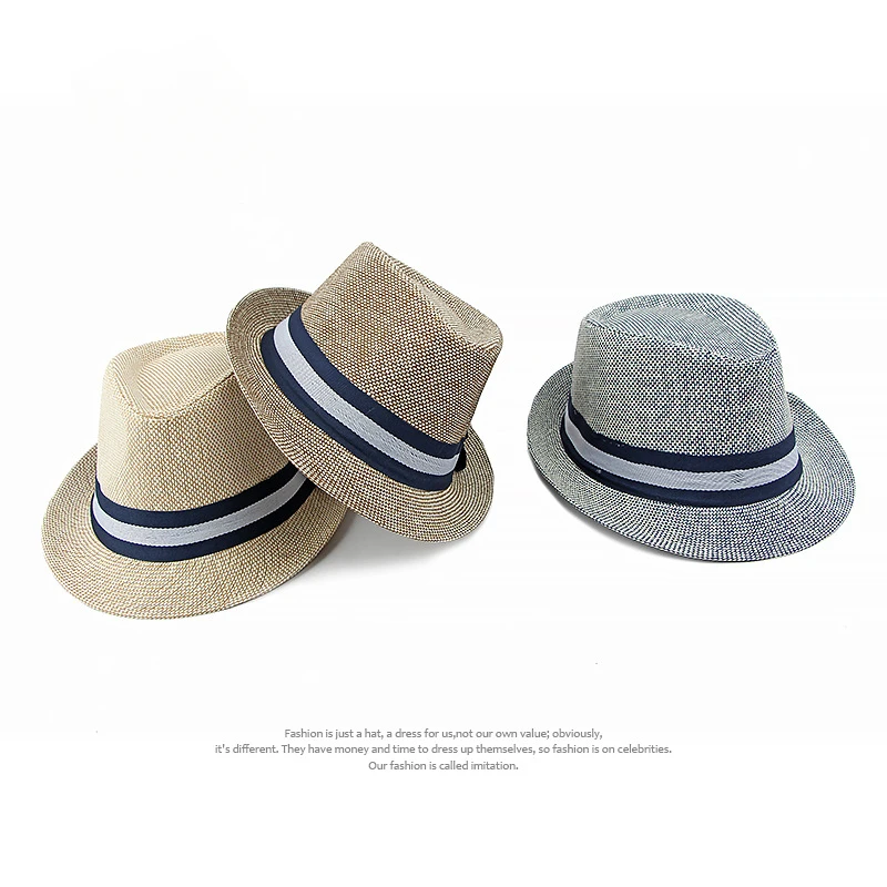Middle-aged and Elderly Men\'s Top Hat Spring Summer Luxury Designer Sun Protection Beach Cap Grass Wedding Fedora Jazz Hat Party
