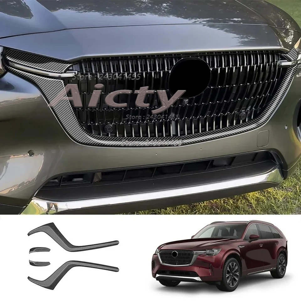 For Mazda CX-80 CX80 2024 2025 ABS Black Front Griller Decoration