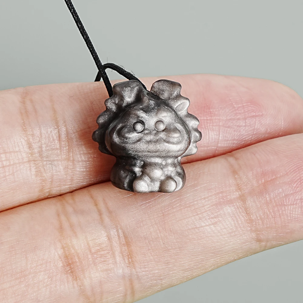 

5 шт. серебряных подвесок в виде милого дракона из обсидиана, 18x17x15 мм, серебристо-черные, с изображением дракона по знаку зодиака, для привлечения удачи и благословений, для изготовления украшений своими руками