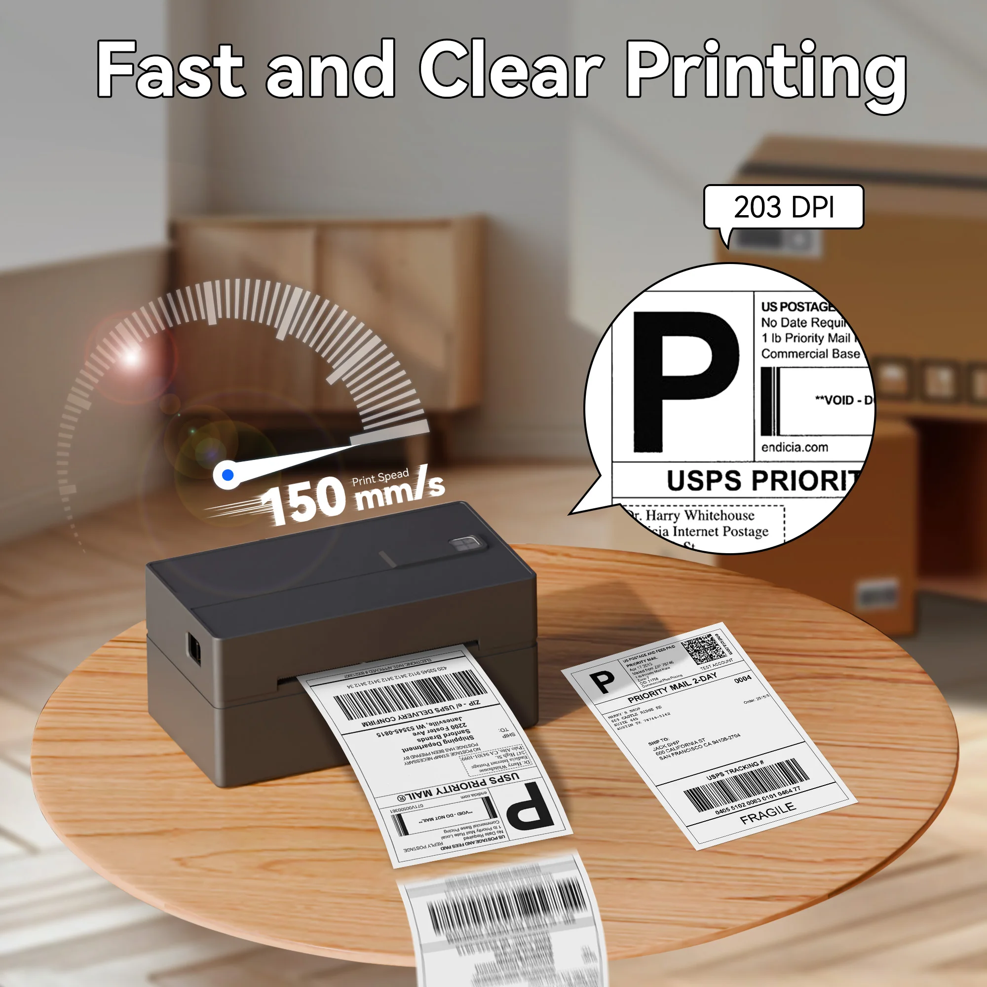 PeriPage Bluetooth Thermal Shipping Label Printer,Wireless 4x6 Shipping Label Printer for Shipping Packages,Support Windows&Mac