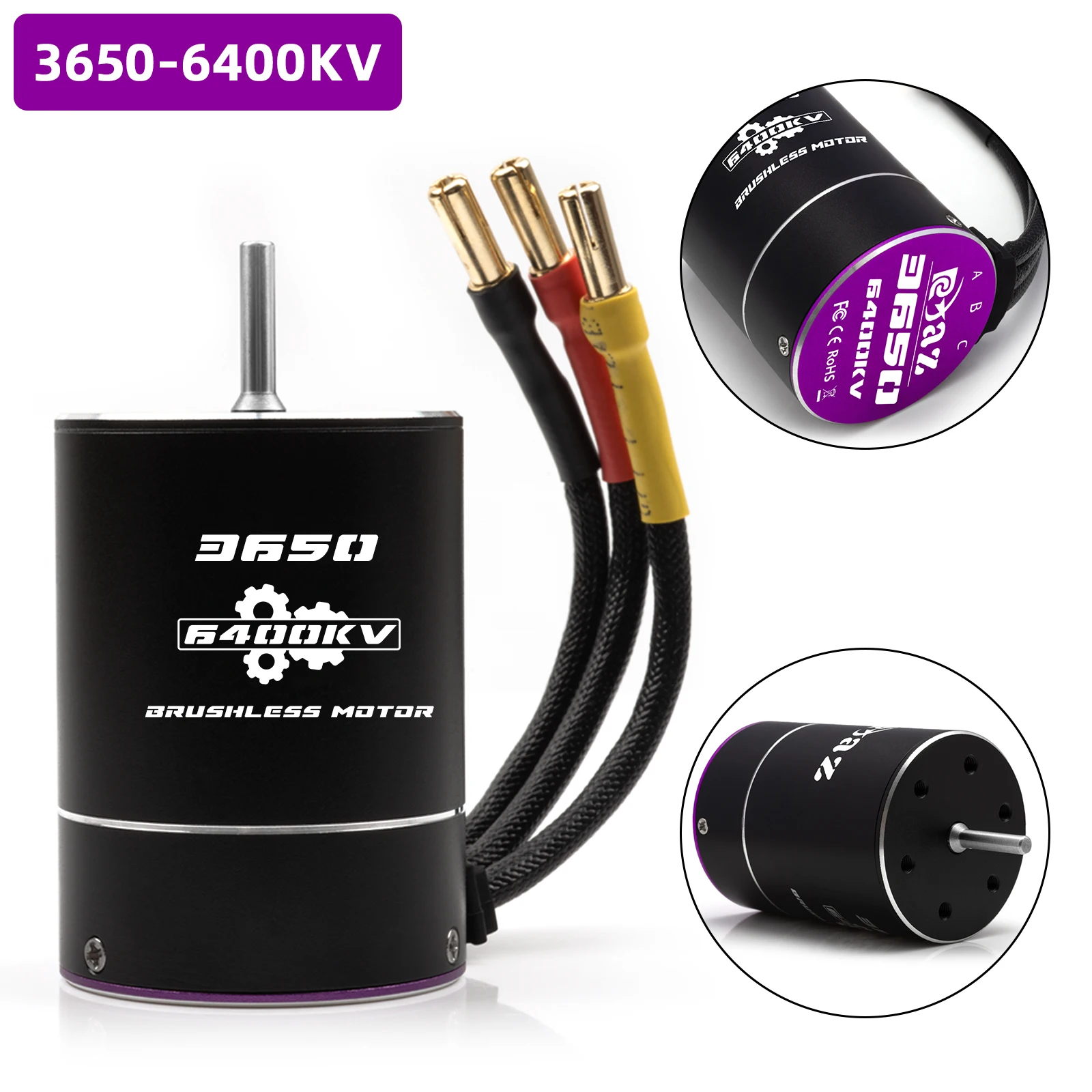 RCZIPROY RC 3650 Borstelloze Motor 80A ESC Combo Waterdicht Hoog Koppel 2600KV-6400KV voor 1/10 RC Auto Truck Buggy Off-Road - afbeelding 1