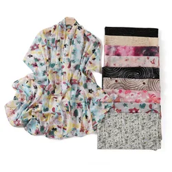 70*175cm Women Striped Floral Chiffon Hijab Fashion Scarf Lady Wraps Shawls Muslim Headband Islamic Scarves