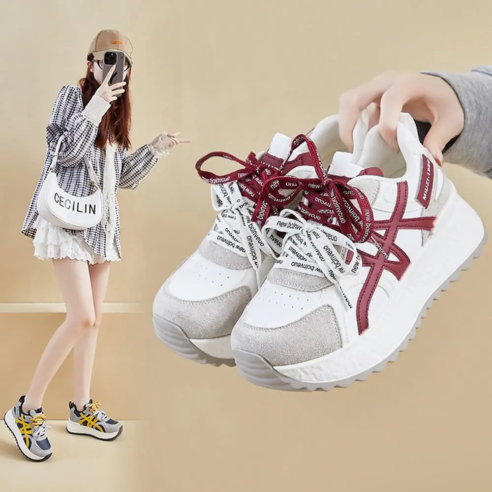 أحذية رياضية نسائية كاجوال صيفية بنمط جديد عصرية ومتعددة الاستخدامات وخفيفة الوزن وسميكة وسطح شبكي من الجلد الطبيعي #5