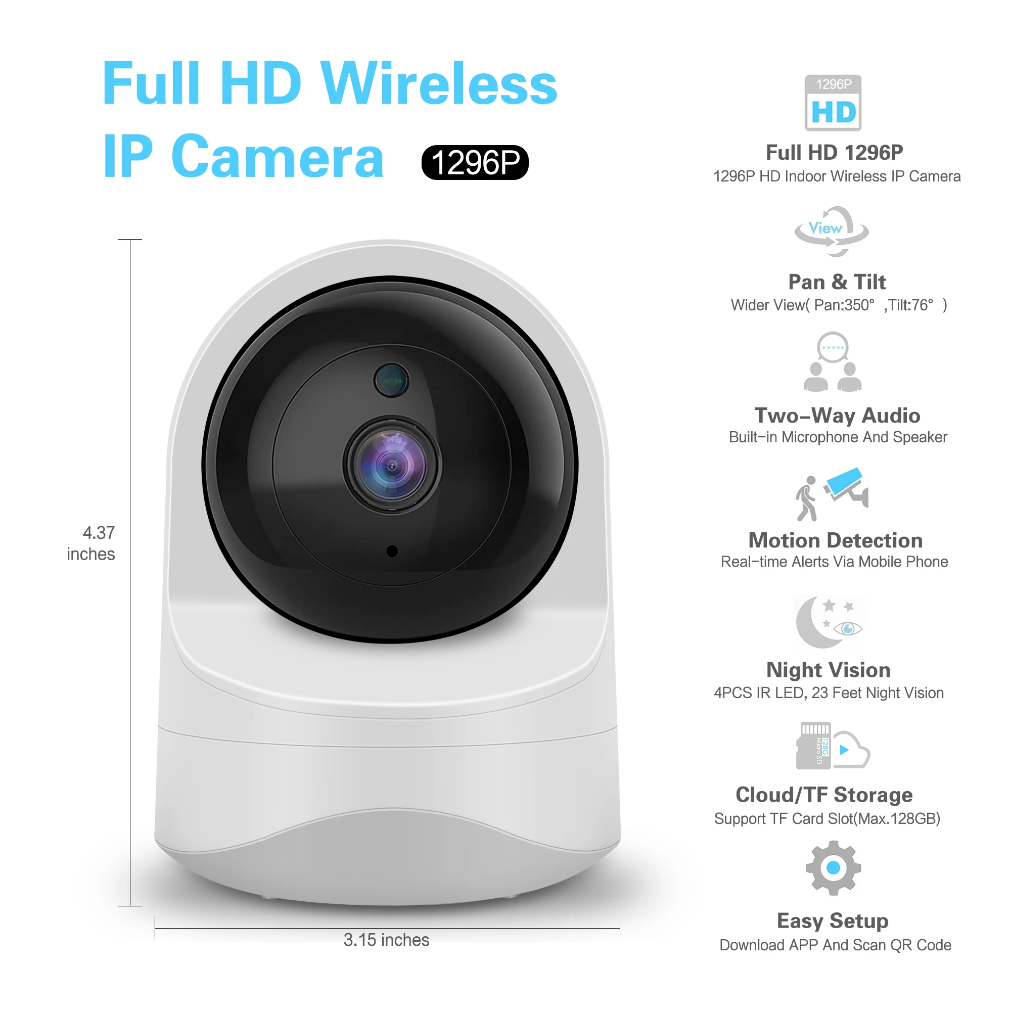 Security Camera Wireless WIFI IP home Indoor PTZ Smart Camera