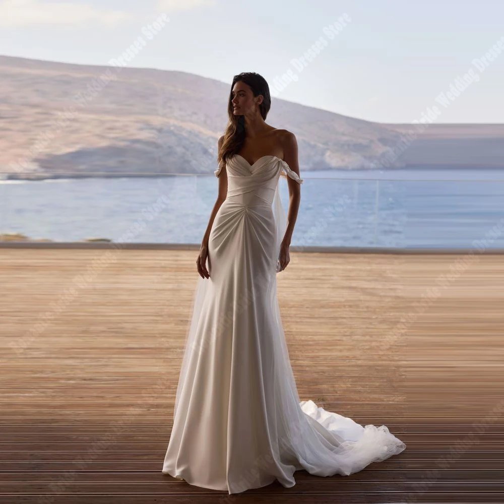 

Off The Shoulder Women Wedding Dresses 2026 Shining Satin Mermaid Wedding Gowns Engagement Banquet Vestidos De Novias Customized