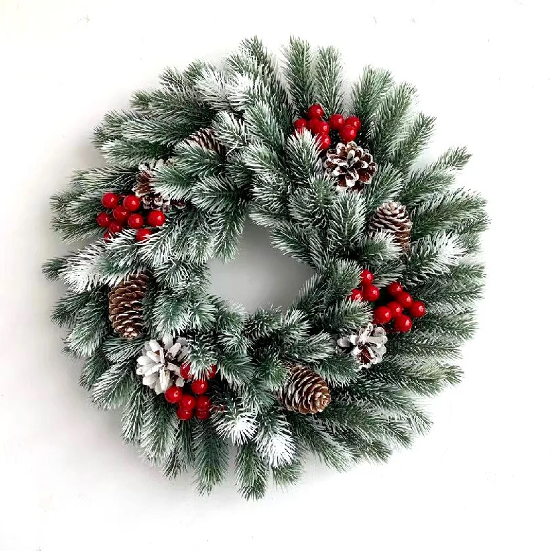 40cm Christmas decoration Mall Hotel family window props layout PE leaves red pine cone decorative wreath