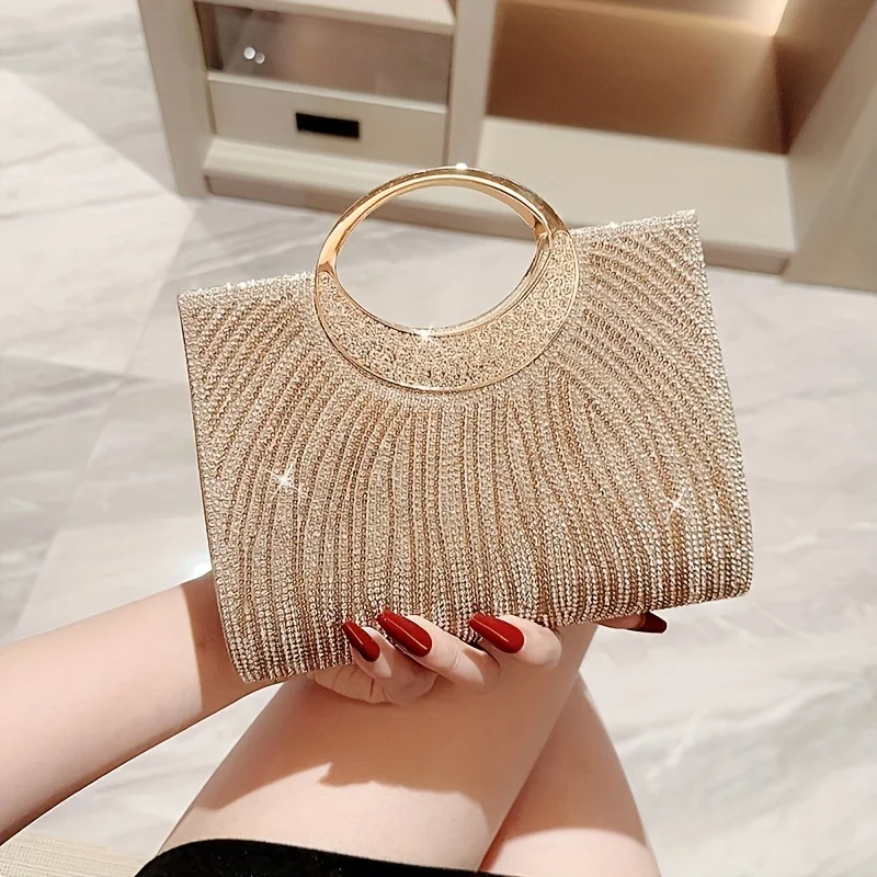 Fashion Clutch Bag with Magnetic Closure, Polyester Lining, No Wash, No Pattern, Perfect for Evening Party, Wedding, or Formal E