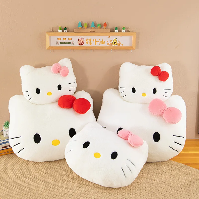 30/40cm Hello Kitty Pillow Cute Big Head Sofa Cushion Cat Head Plush Pillow High Beauty Cartoon Girl Pillow Gifts