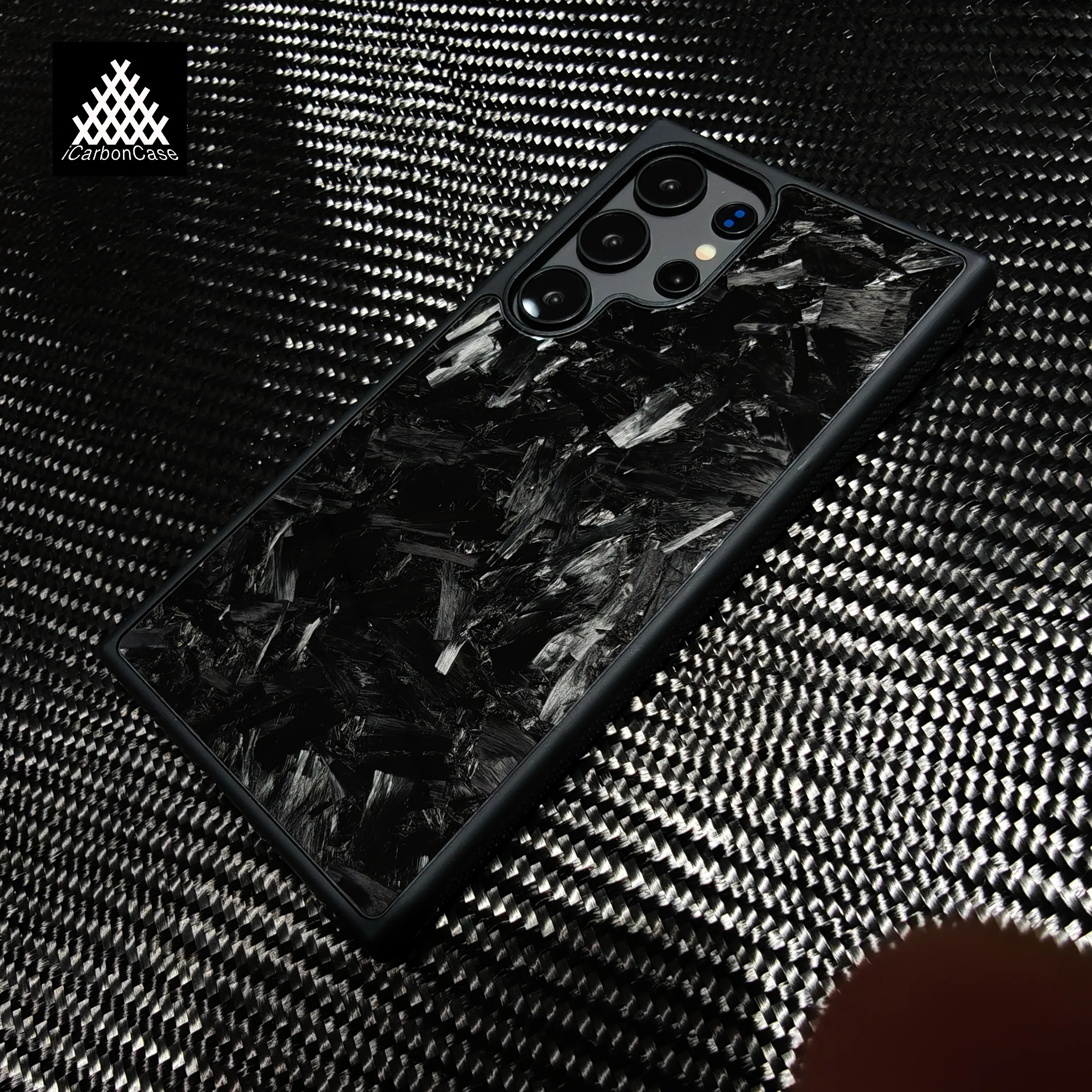 Big Black Forged Carbon Fiber Wireless Charging Case with MagSafe For Samsung Galaxy S22+ S23+ S24+ S25+ S22 S23 S24 S25 Ultra