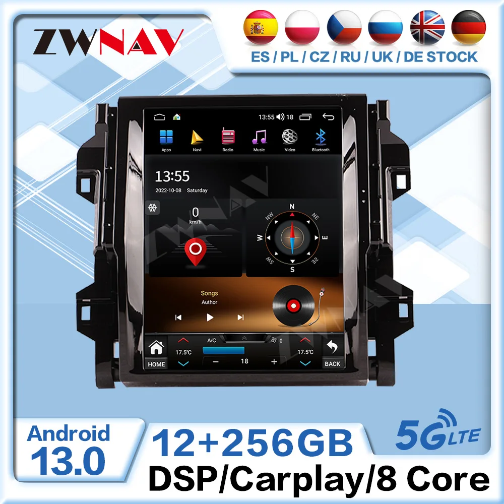 For TOYOTA Fortuner 2018 2019 2020 Carplay Screen Android 13 Car Multimedia Player GPS Navigation Carplay Auto Stereo Head Unit