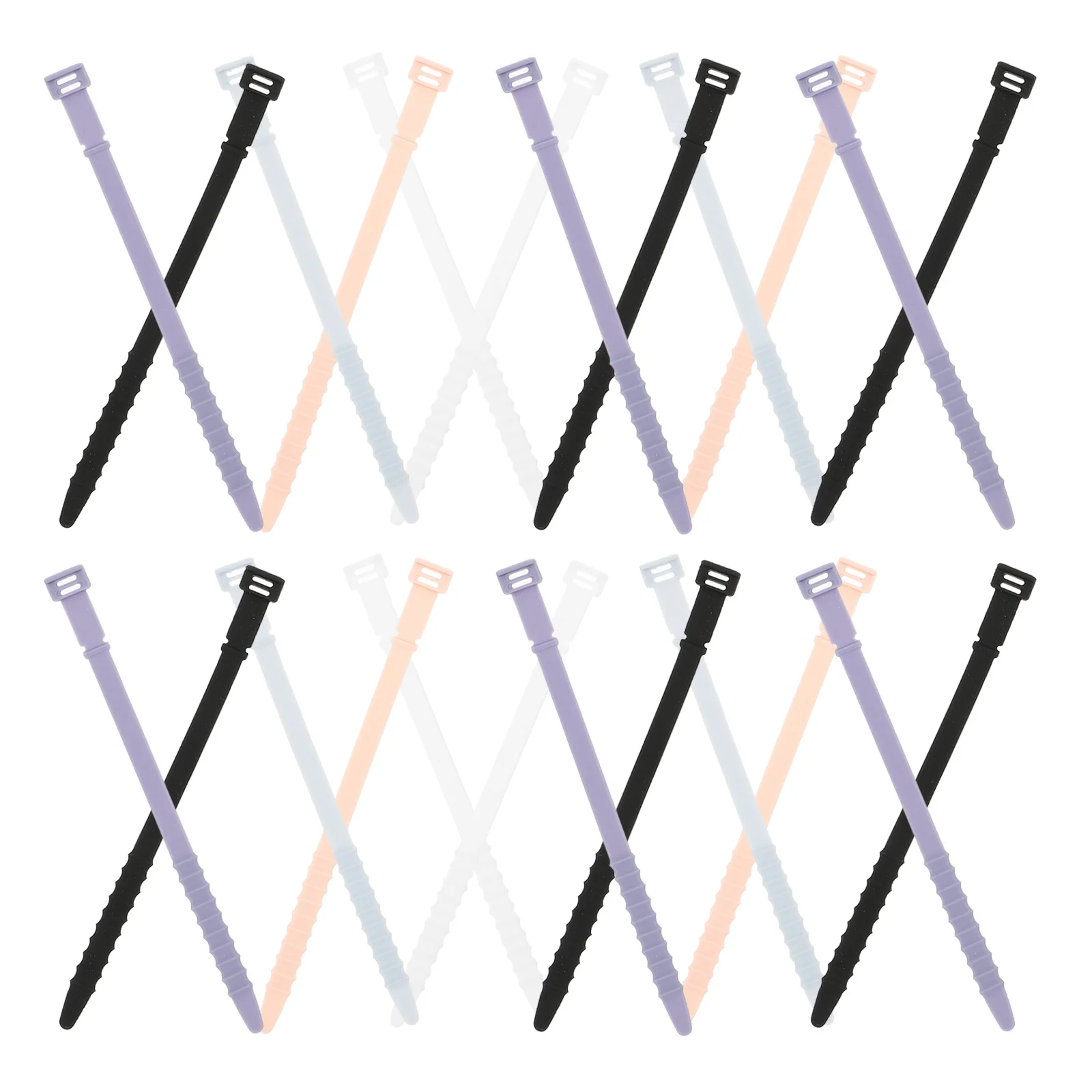 40Pcs Silicone Zip Ties Reusable Cable Organizer Cord Management Strap for Office Electronics Wire Management Zip Ties