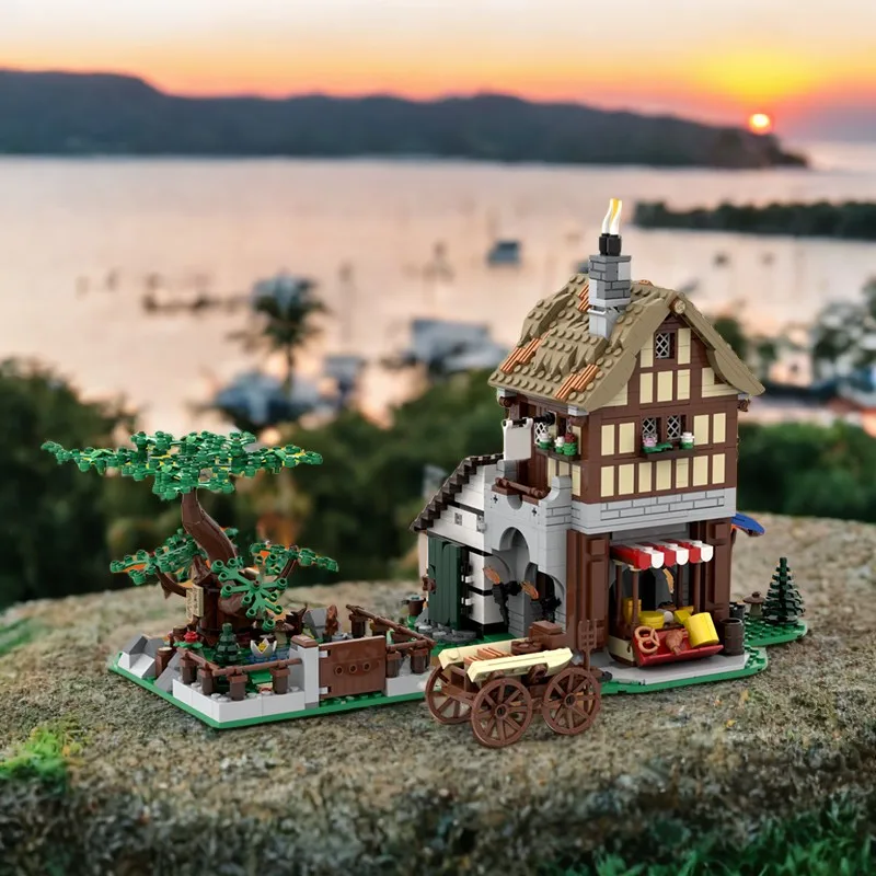 

1497pcs MOC Medieval Town Square: Cheesemaker's Shop Modular Building Castle Model Building Blocks Educational Toys DIY Gift